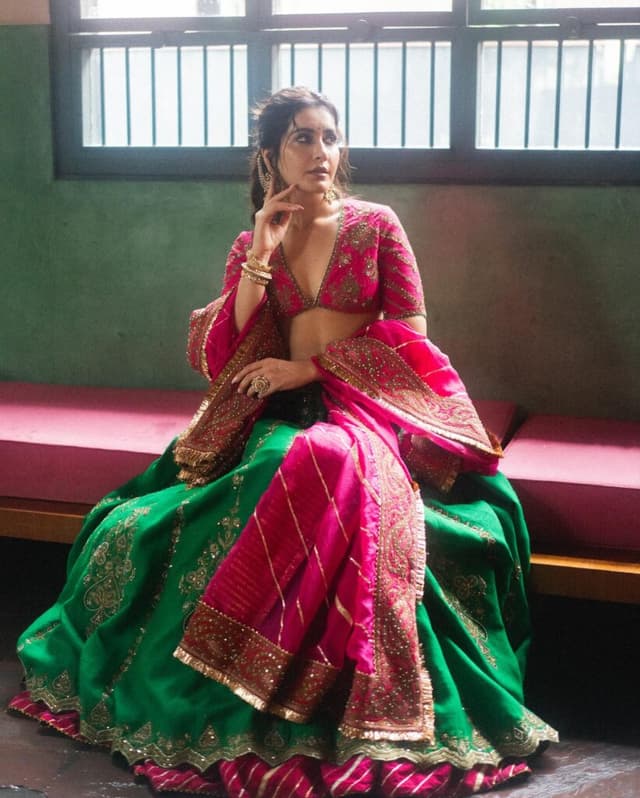 Raashi Khanna Shines in Bold Pink at Balcony Shoot