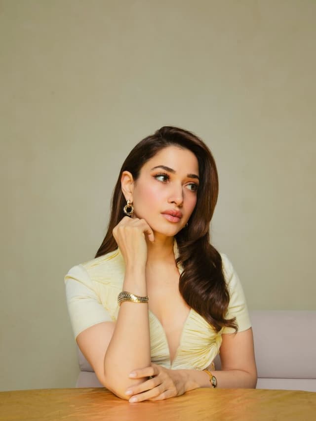 Tamannaah Exudes Sexy Grace In Cream Ensemble