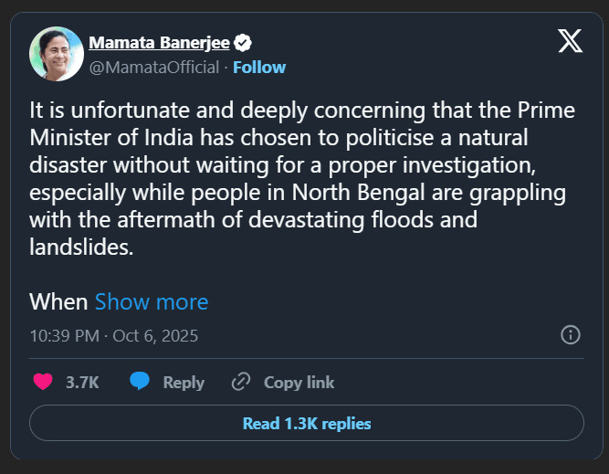 ‘You're PM Of India, Not Just Of BJP’: Mamata Hits Back At Modi Over Bengal Violence Remark Amid Flood Crisis