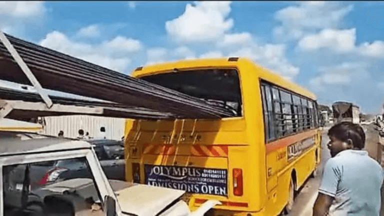 Pune horror: Rods in truck pierce rear windscreen of school bus; 8 students & teacher injured