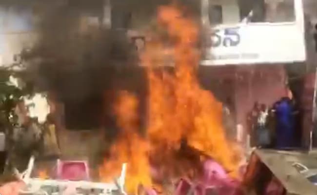 Tension in Manuguru as Congress Workers Attack BRS Office