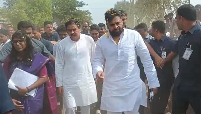 Pawan Kalyan Visits Eluru District; Offers Silk Robes to Lord Lakshmi Narasimha and Launches Development Works