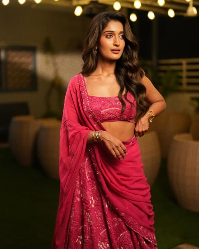 Elegance Redefined: Niharika NM in Fuchsia Glam