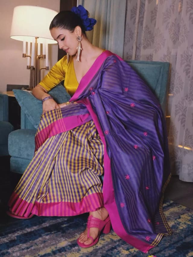 Sanya Malhotra Glows in a Colourful Saree Elegance