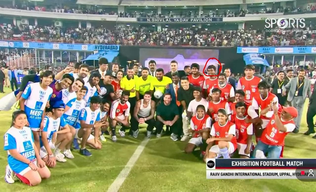 Messi–Revanth football match at Uppal Stadium