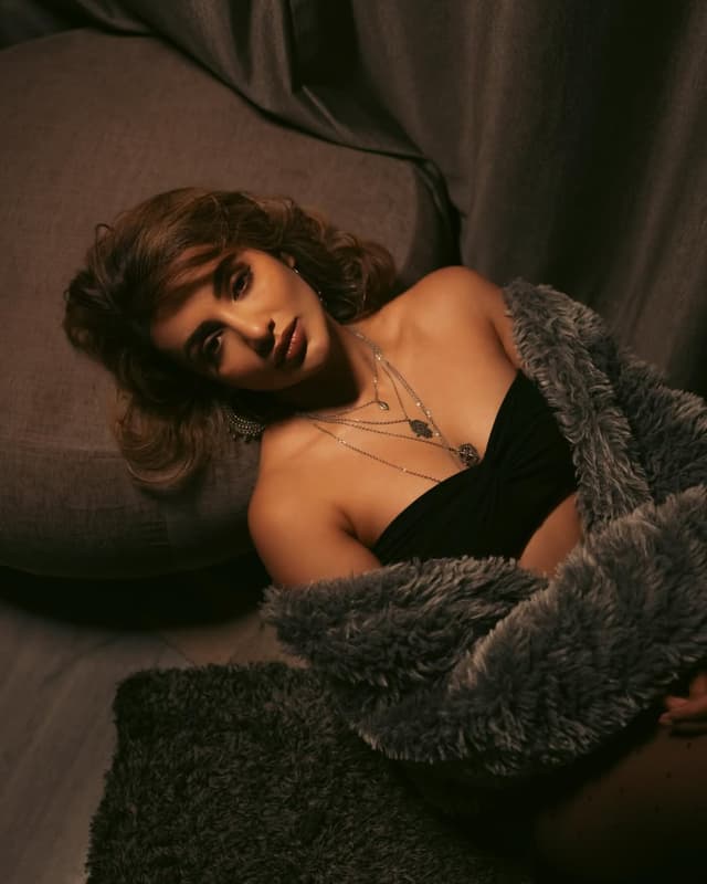 Tejaswi Madivada Turns Heads in a Chic Black Strapless Outfit