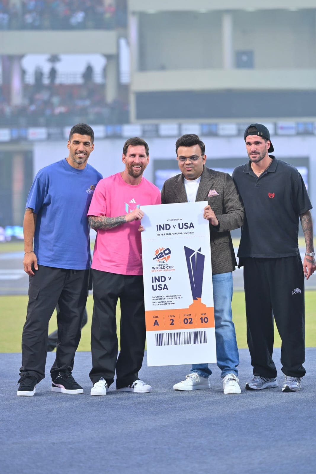 Lionel Messi receives  T20 World Cup match ticket and jersey from ICC Chairman Jay Shah!