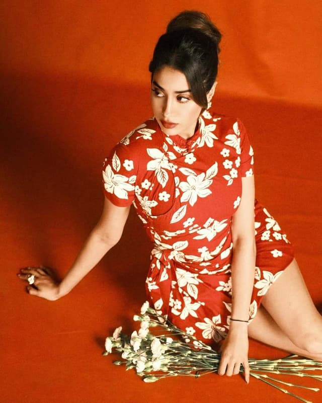 Janhvi Kapoor in a Red Floral Look