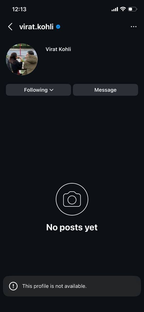 Virat Kohli’s Instagram Account Goes Missing Temporarily