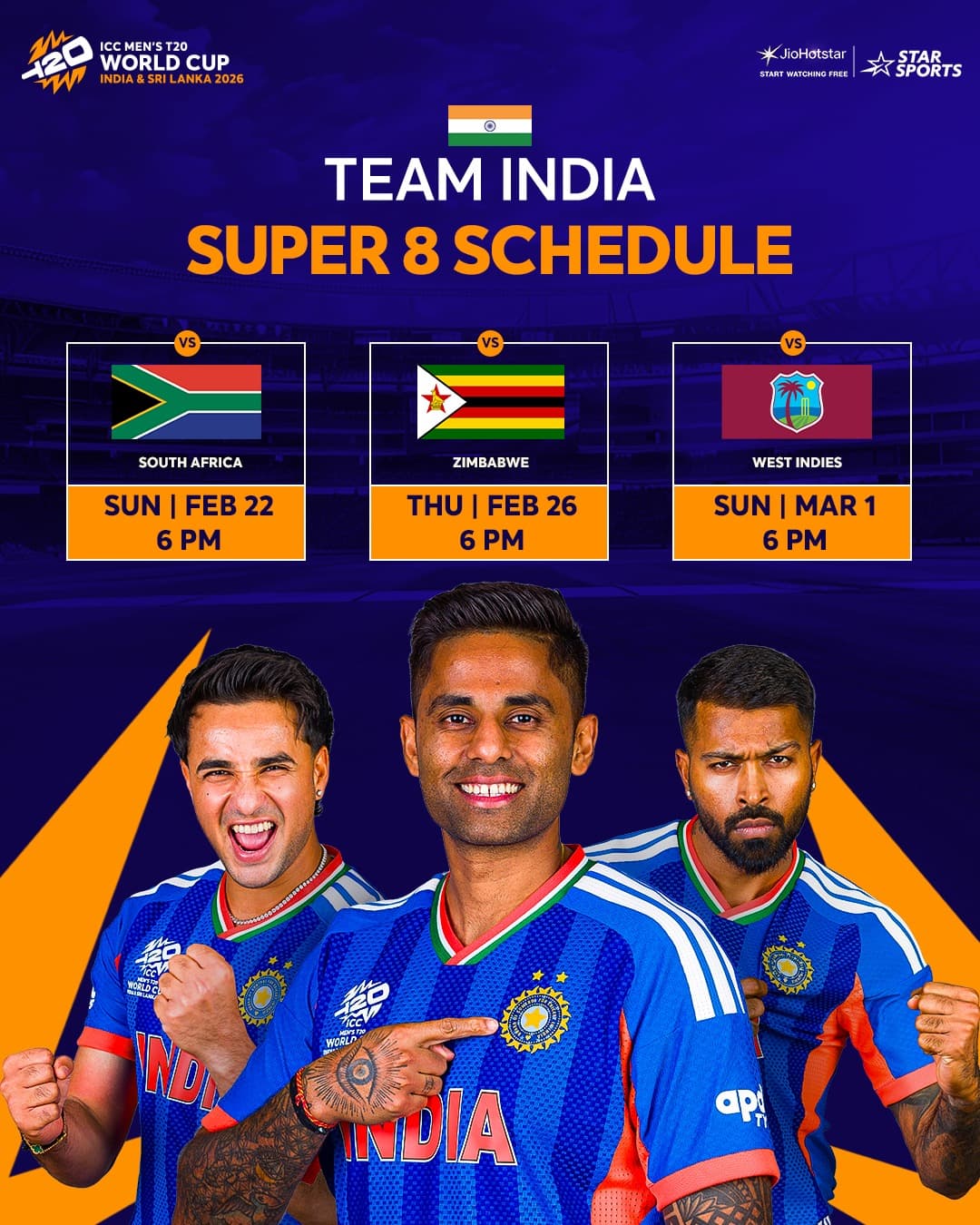 T20 World Cup: Team India Super 8 Schedule..