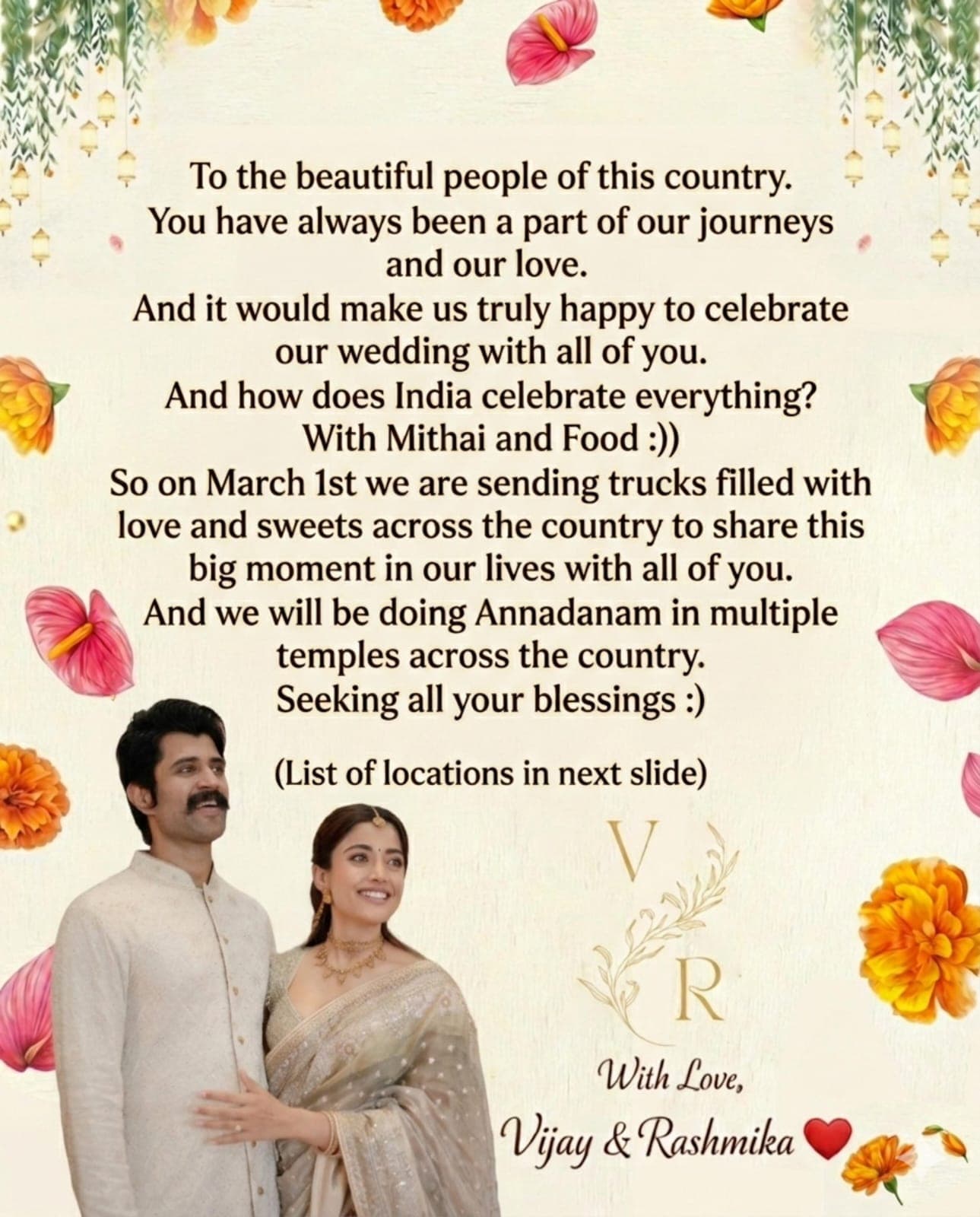 Vijay is distributing sweets to fans across the country