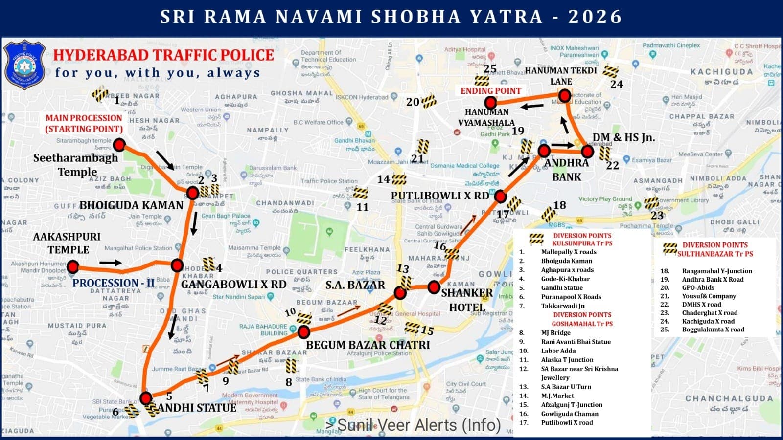 Sri Rama Navami Shobha Yatra in Hyderabad: Traffic Advisory Issued