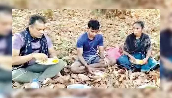 SI Serves Food to Maoists Who Are Surrendering