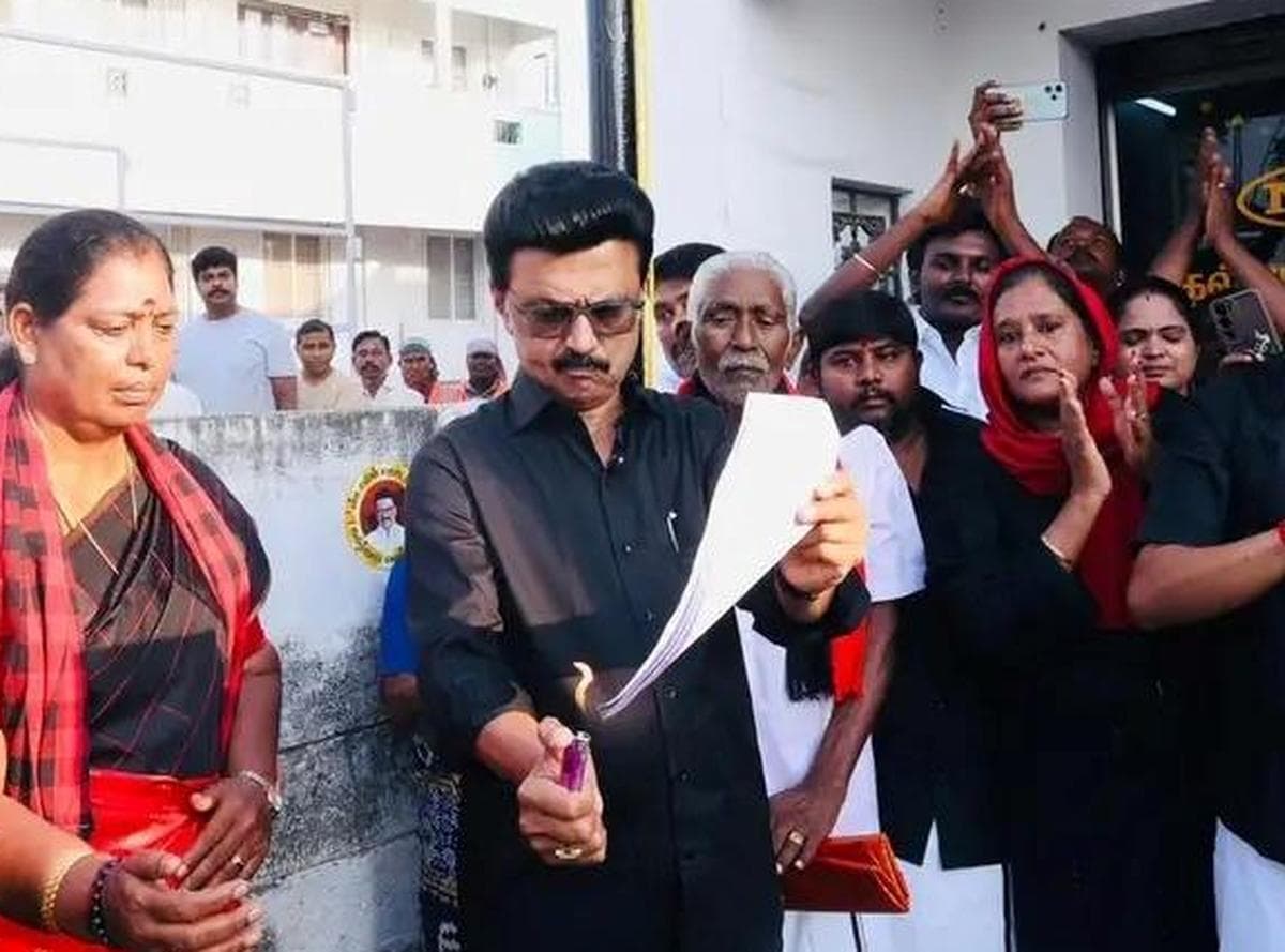 CM Stalin Burns Copies of Delimitation Bill