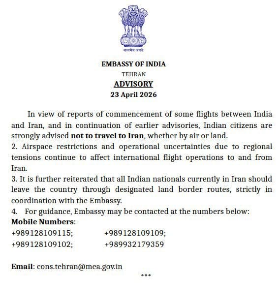 India Advises Citizens to Avoid Travel to Iran Amid Ongoing Tensions