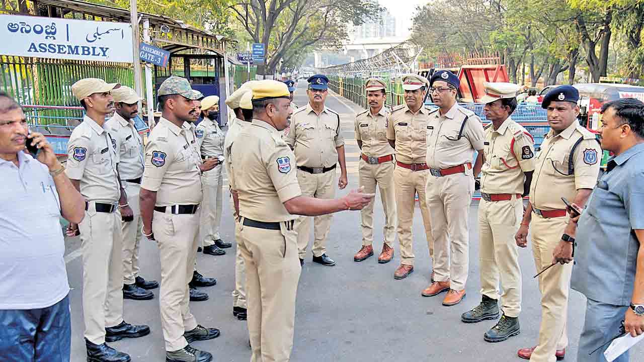 Heavy Police Security in Warangal
