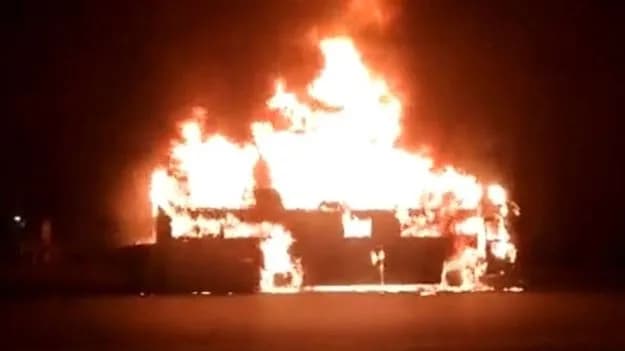 Private Bus Gutted in Medak; Major Tragedy Averted