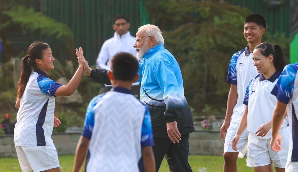 PM Modi Plays Football with Students