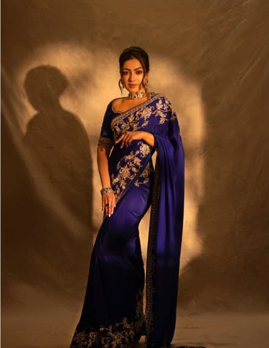 Catherine Tresa Stuns in a Royal Blue Saree - Pure Grace!