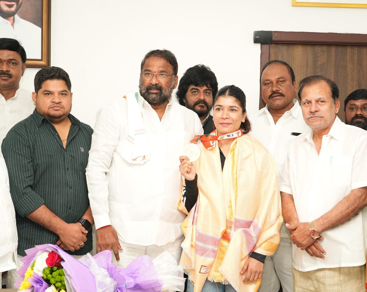 Boxing World Champion Nikat Zareen meets Sports Minister Vakiti Srihari