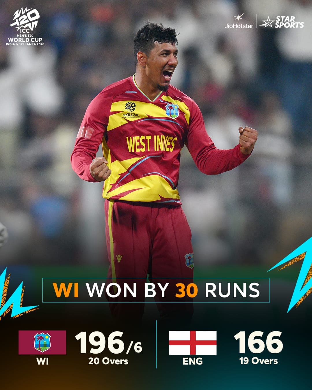 T20 World Cup... West Indies win over England