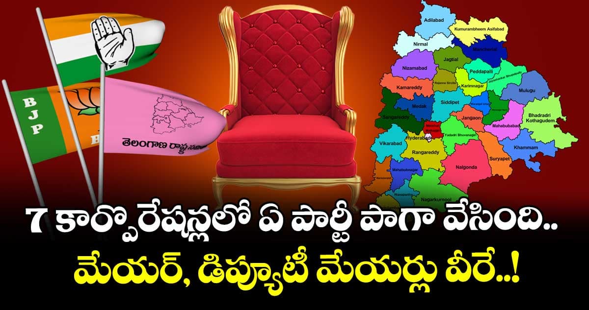 The Mayors and Deputy Mayors of the 7 municipal corporations in Telangana are as follows