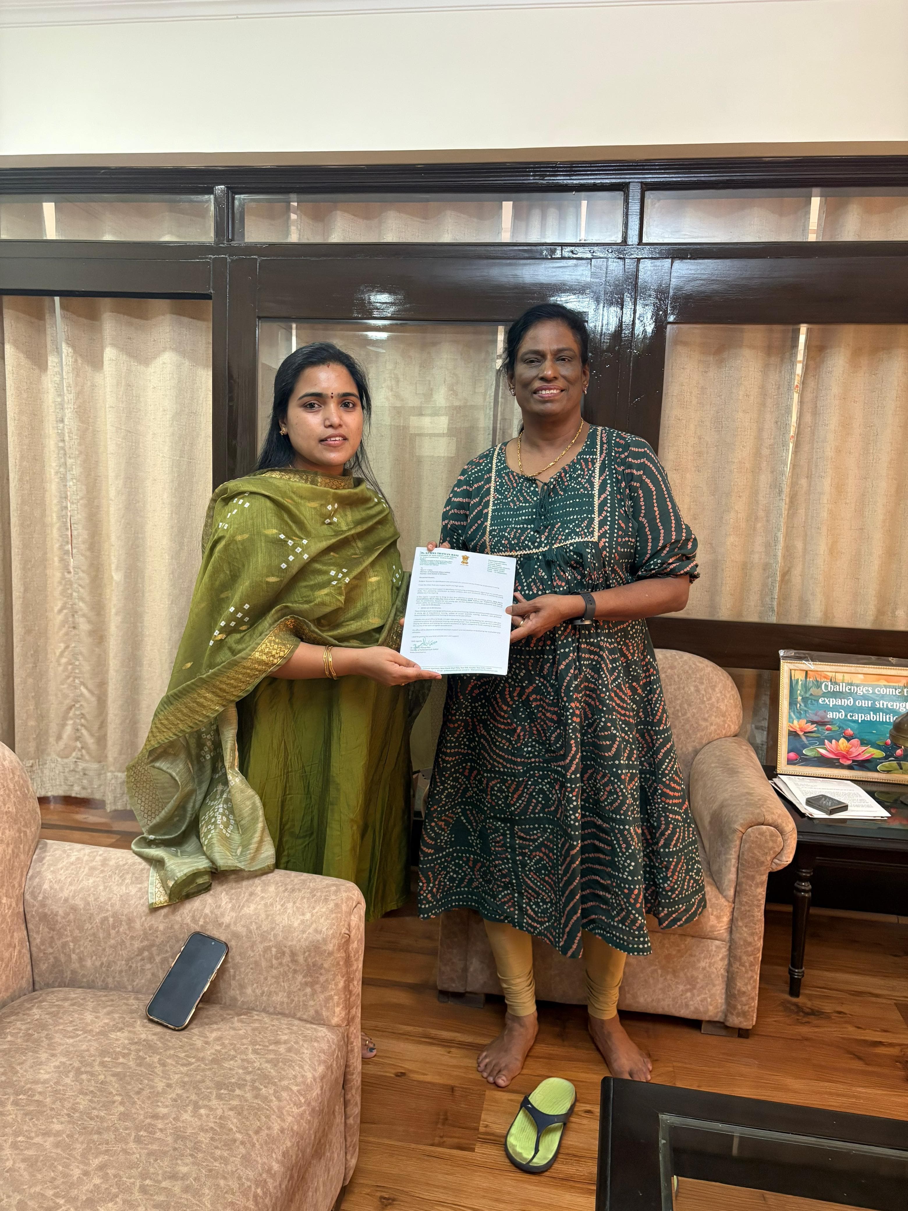 Araku MP Dr. Tanuja Vinay Meets P. T. Usha