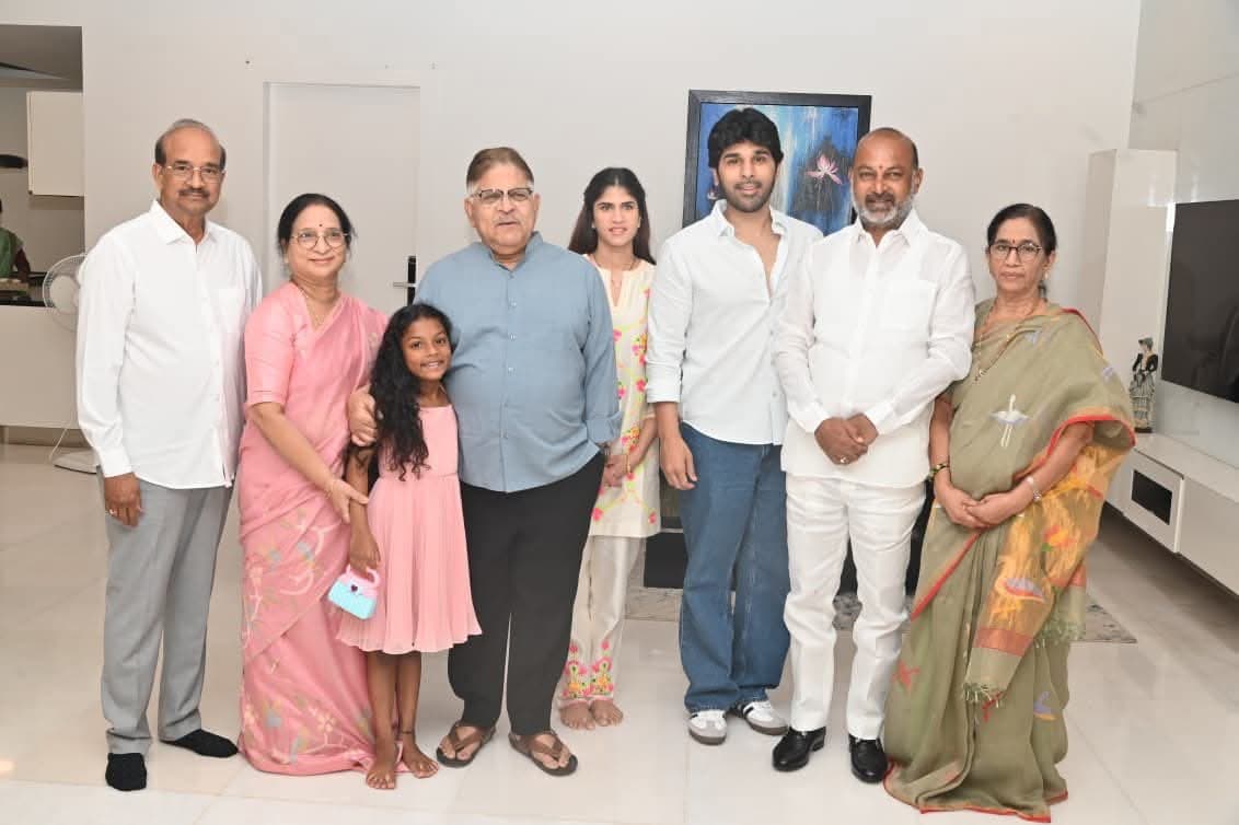 Union Minister Bandi Sanjay Kumar Blesses Allu Sirish and His Wife