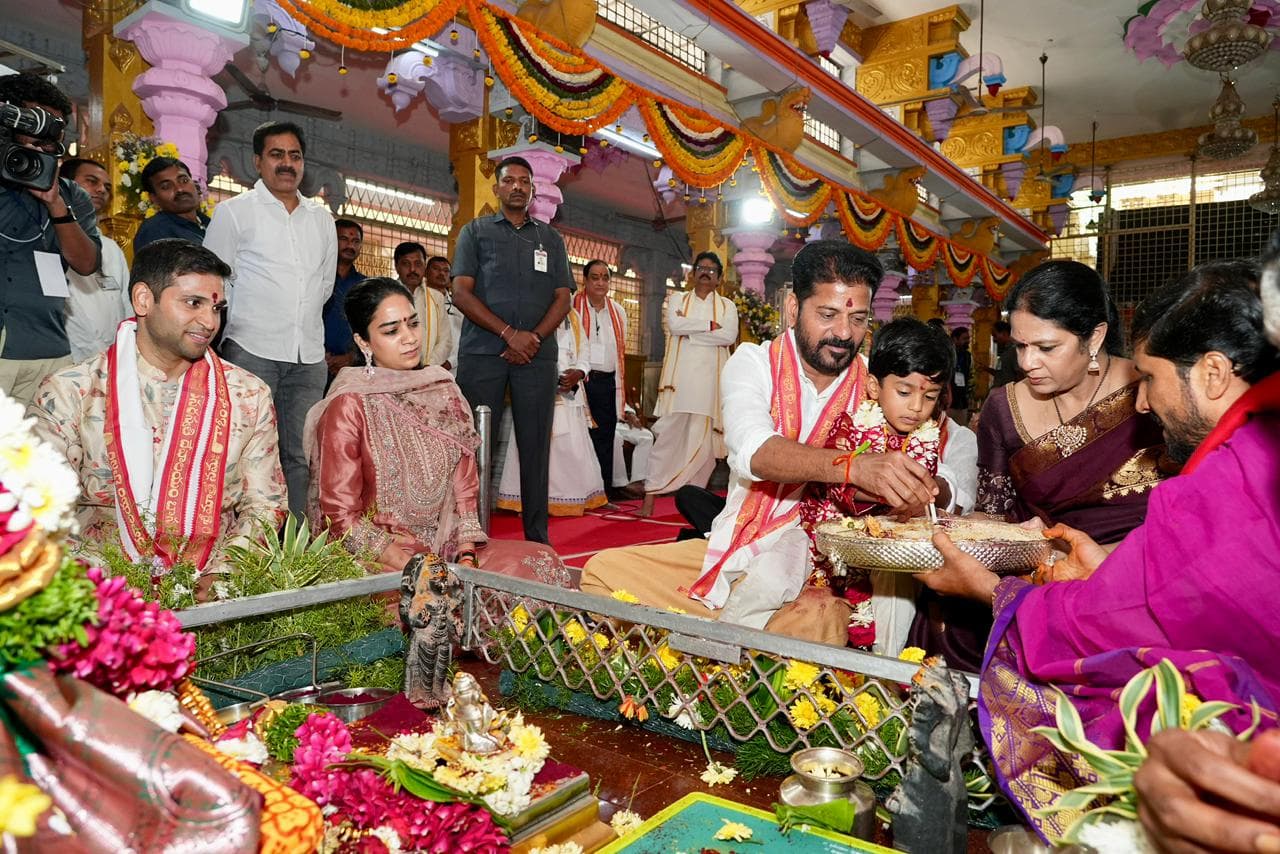 CM Revanth visited Basara Temple along with his family