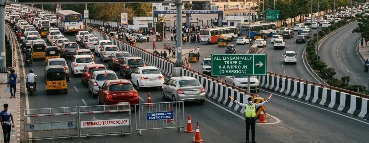 Traffic Diversions at Gachibowli for Flyover Works